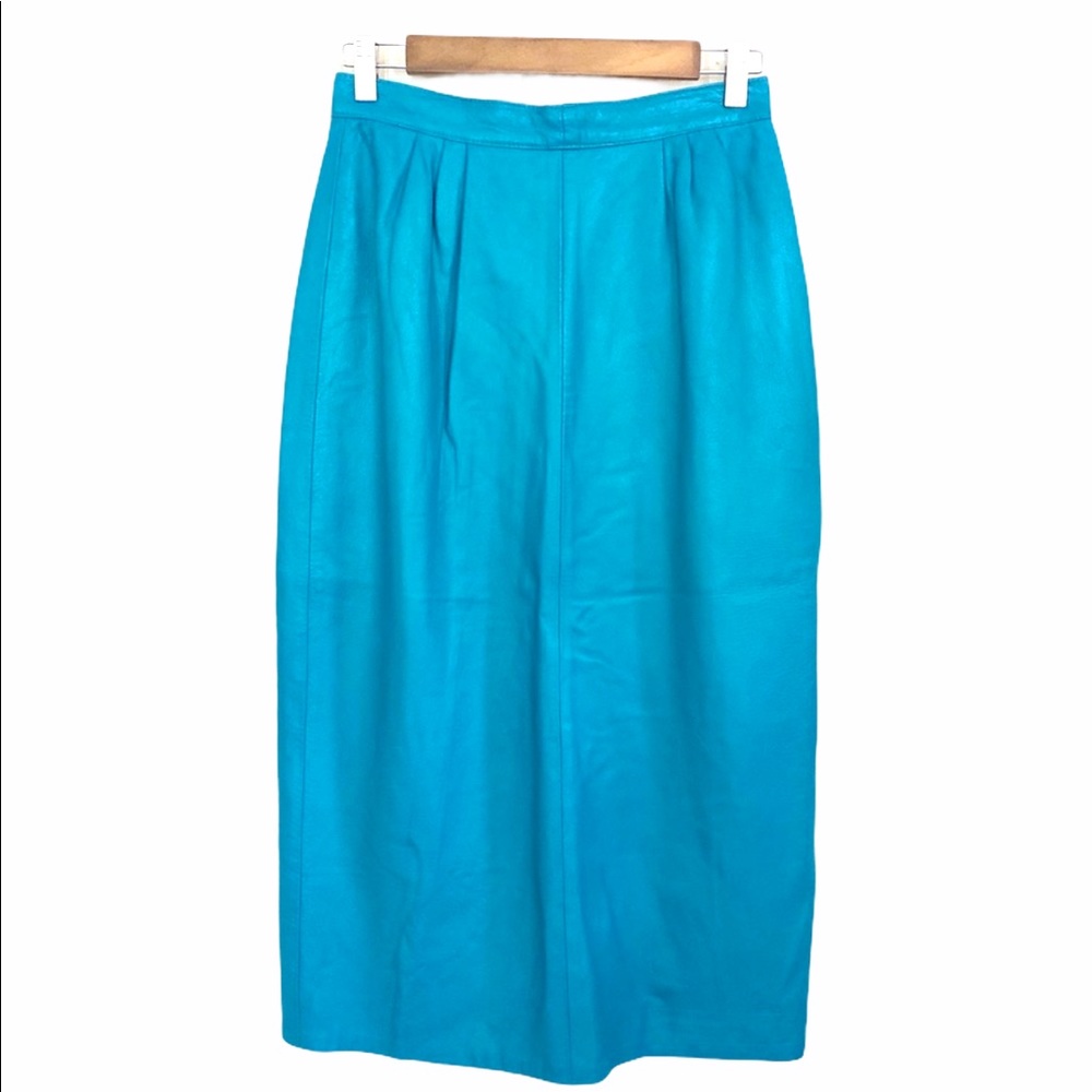 House of Leather Vintage Turquoise Midi Skirt